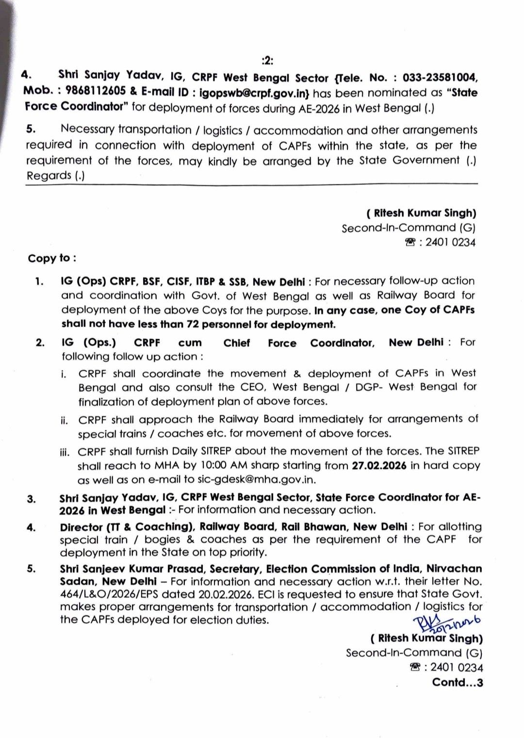 Central Force In West Bengal