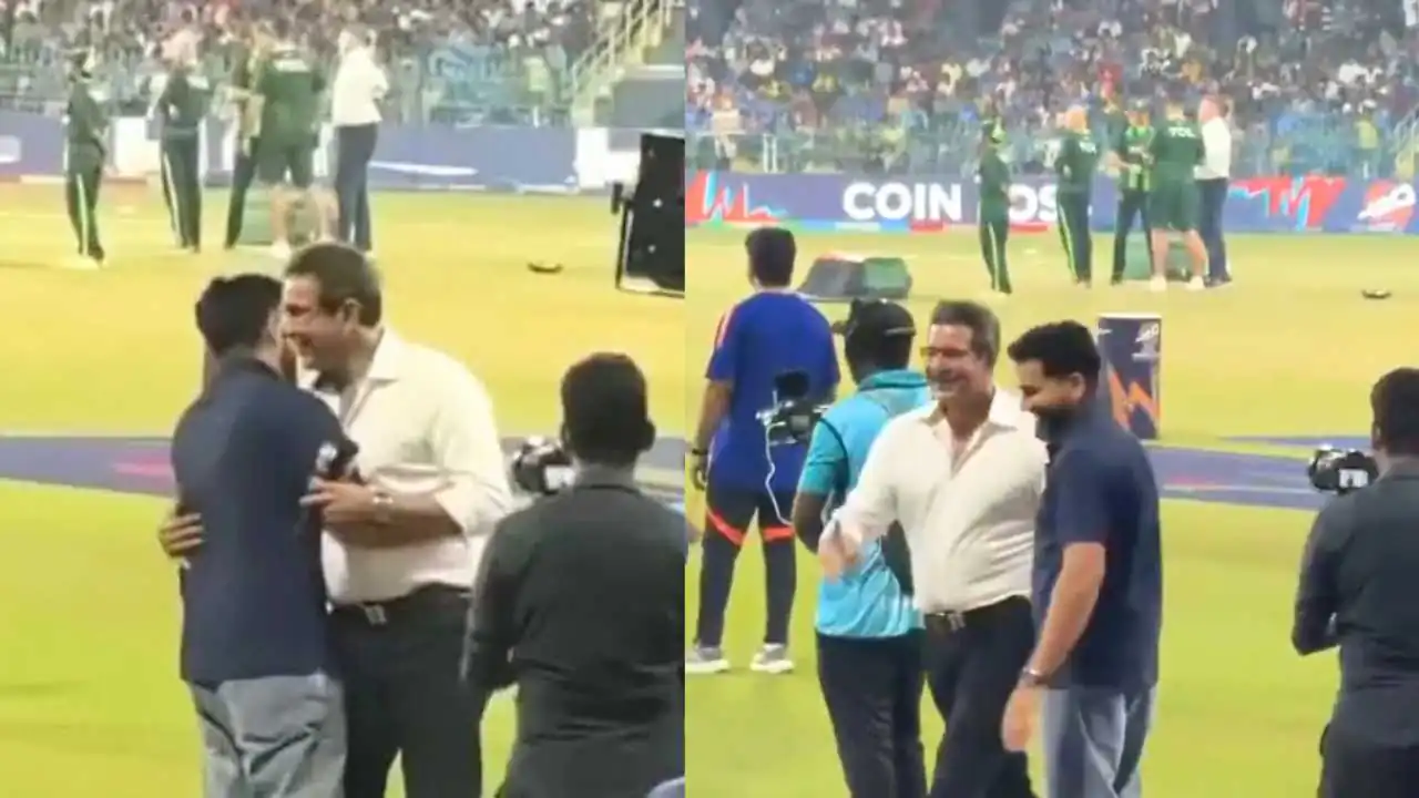 Rohit Sharma Hugs Wasim Akram before India vs Pakistan match
